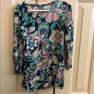 Lilly Pulitzer Black and Pink Relaxed 3/4 Sleeve Dress